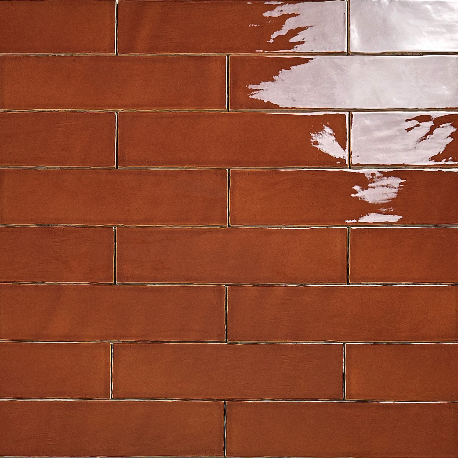 eq langwerpige witjes 7,5x30 handvorm wandtegel cognac bruin glans craquelé