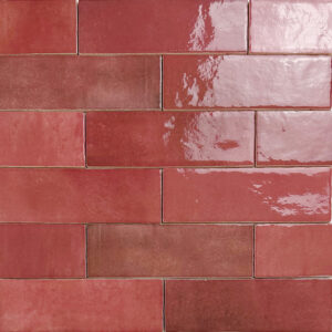 handvorm wandtegel 6,5x20 bordeaux rood random glans