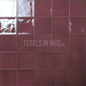 handvorm wandtegel 13x13 aubergine rood soft glans