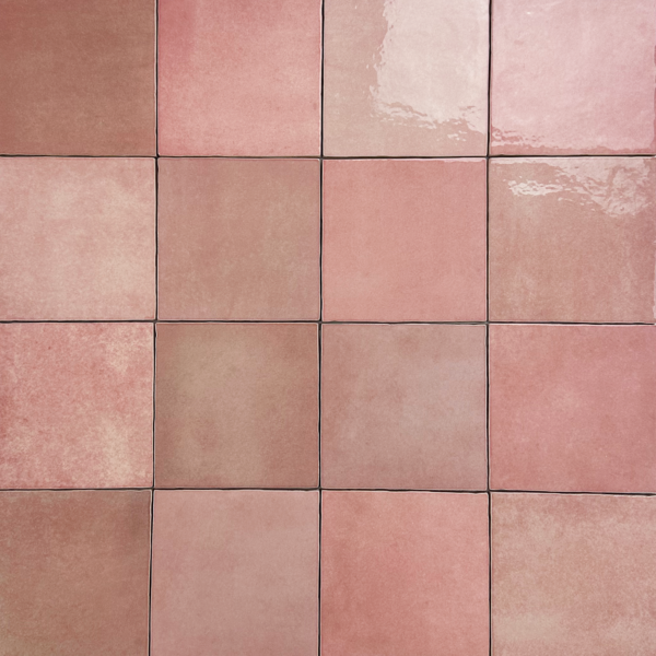 handvorm wandtegel 13x13 roze random glans