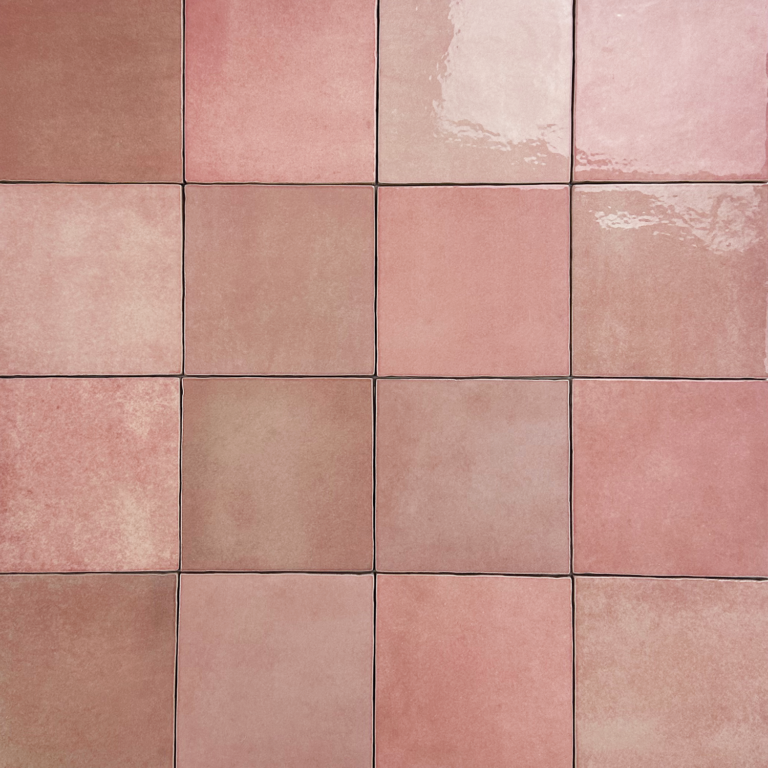 handvorm wandtegel 13x13 roze random glans