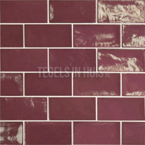 handvorm wandtegel 6,5x13 aubergine rood soft glans