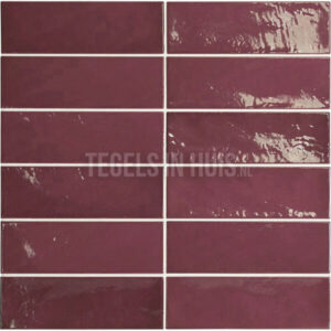 handvorm wandtegel 6,5x20 aubergine rood soft glans