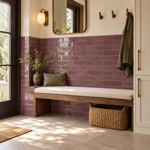 handvorm wandtegel river 6,5x20 juneberry rood