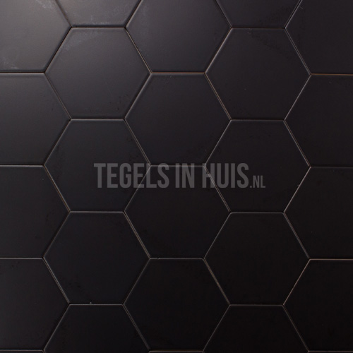 Hexagon - honingraad - 6-hoekig mat zwart 12,4x10,7 | Tegels in Huis - De goedkoopste tegeloutlet van NL