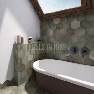 Vloertegel Hexagon Random Jungle groen 17,5x20cm