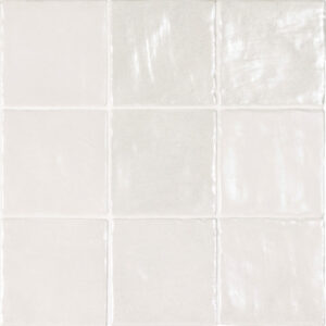 wandtegel 10x10 cm wit handvormlook parelmoer effect