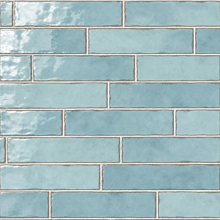 wandtegel equipe tribeca aquarel blauw glans 6x24,6 cm