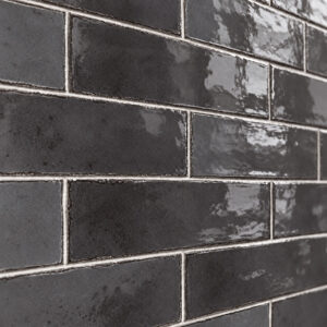 wandtegel equipe tribeca basalt zwart glans 6x24,6 cm