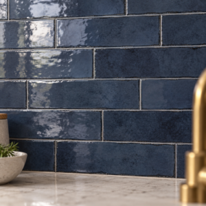 wandtegel equipe tribeca diep blauw glans 6x24,6 cm