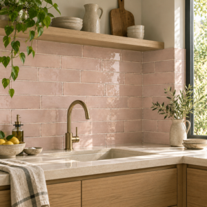 wandtegel equipe tribeca thee roze glans 6x24,6 cm