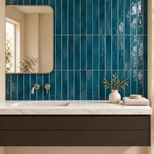 wandtegel equipe manacor gletsjer blauw glans 6,5x40 cm