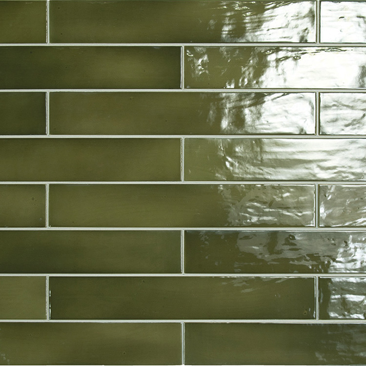 equipe wandtegel manacor 6,5x40 basil groen glans handvorm zellige look 26928