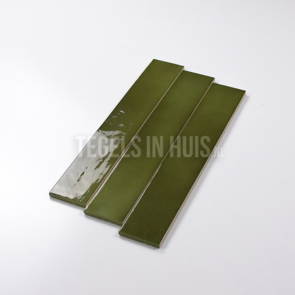 equipe wandtegel manacor 6,5x40 basil groen glans handvorm zellige look 26928