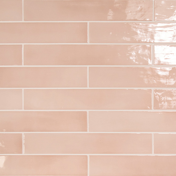 equipe wandtegel manacor 6,5x40 blush roze glans handvorm zellige look 26924