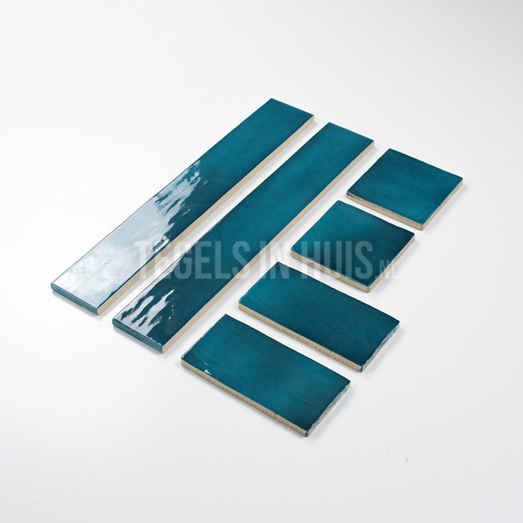 equipe wandtegel manacor 6,5x40 glacier blauw glans handvorm zellige look 26925
