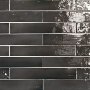 equipe wandtegel manacor 6,5x40 zwart glans handvorm zellige look 26926