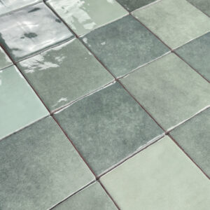 porcelacasa wandtegel random 10x10 handvorm mix groen glans 0,5m2