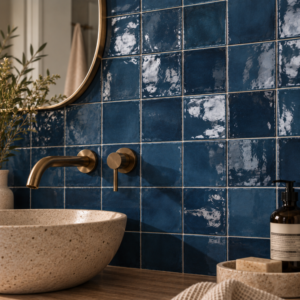 wandtegel equipe manacor oceaan blauw glans 10x10 cm sfeerimpressie