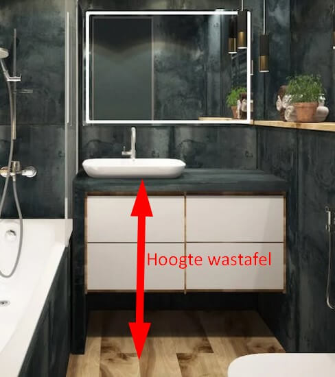 hoogte van een wastafel