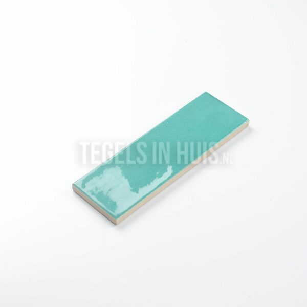 handvorm wandtegel 6,5x20 blauw groen teal soft glans