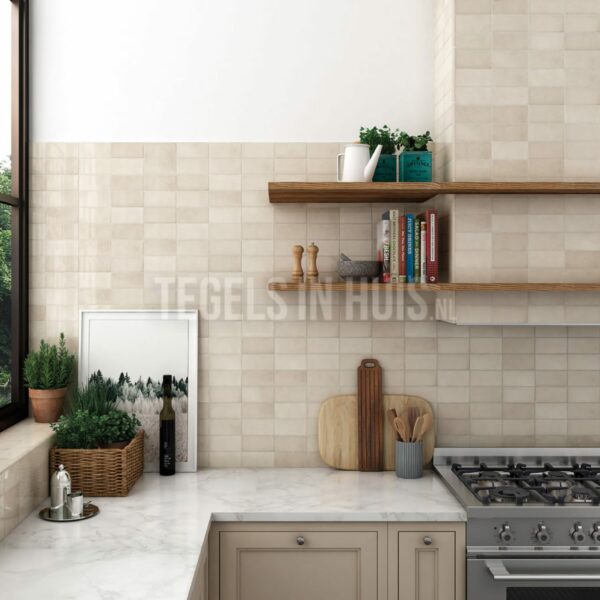 handvorm wandtegel 6,5x13 beige soft glans