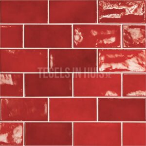 Handvorm wandtegel 6,5×13 rood soft glans