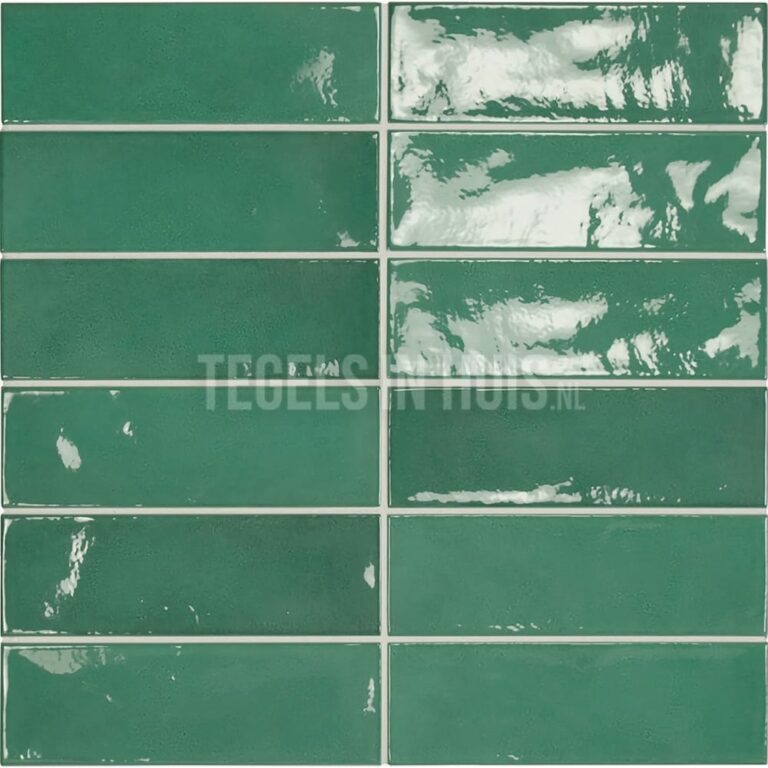 handvorm wandtegel 6,5x20 groen soft glans