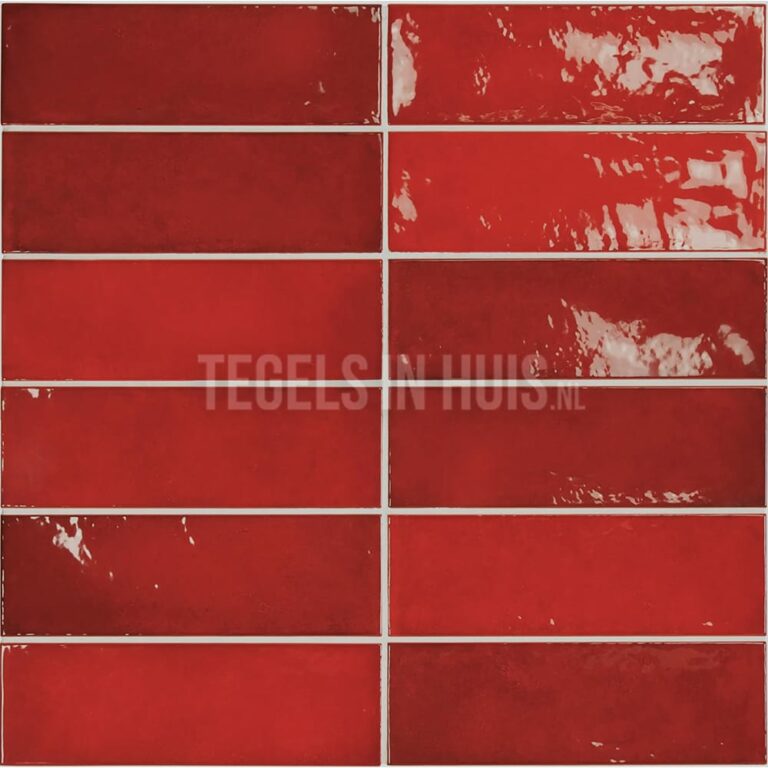 handvorm wandtegel 6,5x20 rood soft glans