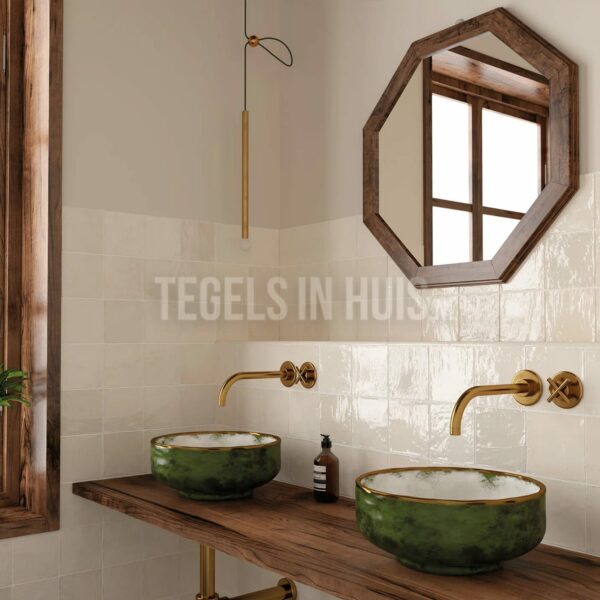 handvorm wandtegel river 13x13 wheat creme glans