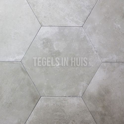 hexagon zeshoek tegels zilver 25x30cm