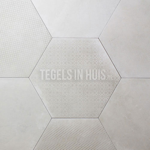 hexagon decor zeshoek tegels bone 25x30cm