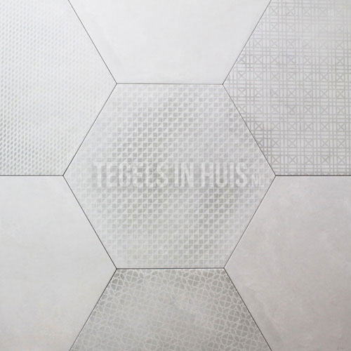 hexagon decor zeshoek tegels licht grijs 25x30cm