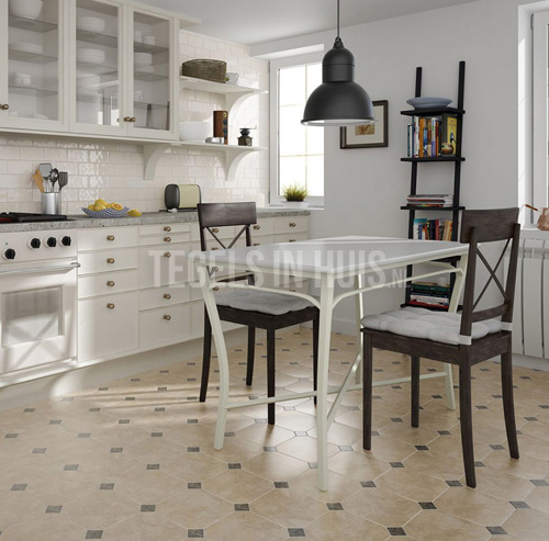 vloertegel octagon marmerlook beige 20x20