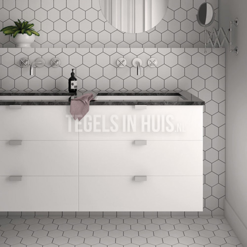 vloertegel hexagon 11,6x10,1 mat wit