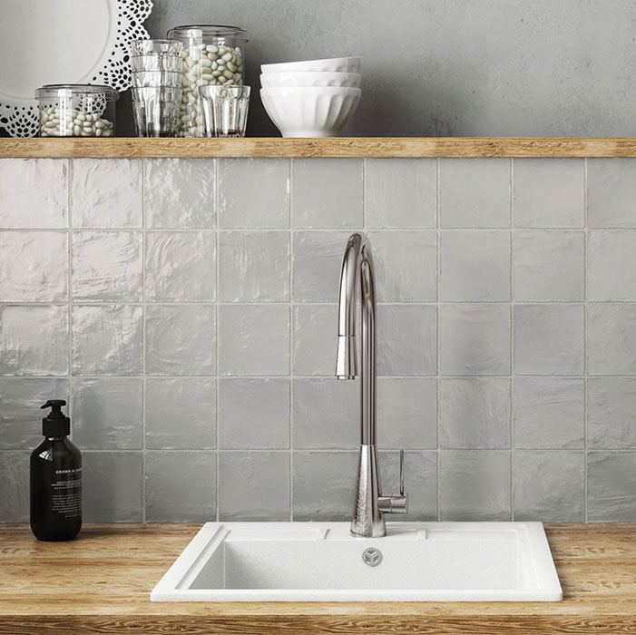 wandtegel 10x10 grijs handvormlook grijs