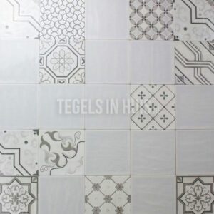 wandtegel 15x15 cm artic grijs gris handvorm look