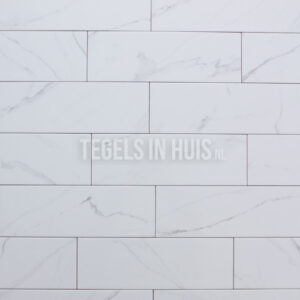 wandtegel 10x30 vlak marmer carrara bianco glans
