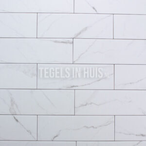 wandtegel 10x30 vlak marmer carrara bianco mat