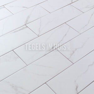 wandtegel 10×30 vlak marmer carrara bianco mat