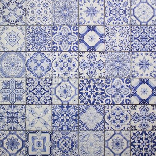 wandtegel 20x20 zaragon mat blauw mix decor