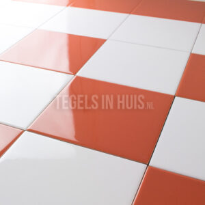 wandtegels coral oranje rood glans 15x15