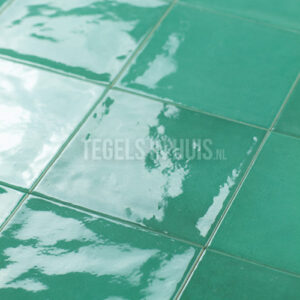 handvorm wandtegel 13x13 groen soft glans