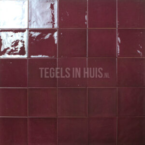 handvorm wandtegel 13x13 bordeaux rood soft glans
