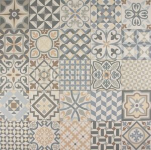 Vloer- en wandtegel vintage patchwork 16,5×16,5 mix grijs 76 verschillende designs