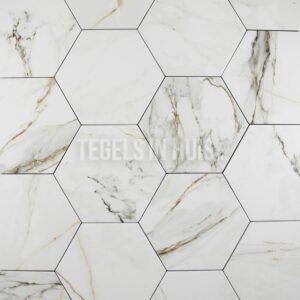 Vloertegel / wandtegel Hexagon marmer calacatta goud 20×24