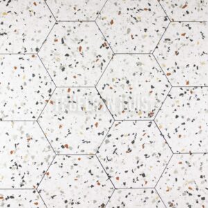 vloertegel / wandtegel tempo hexagon terrazzo wit kleur mix 20x24