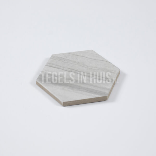 vloertegel / wandtegel hexagon lithos marmer grijs mat 11.6x10.1