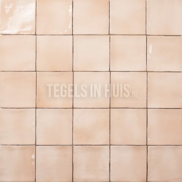 wandtegel 10x10cm manacor blush pink roze handvorm glans