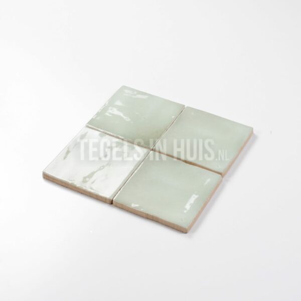 wandtegel 10x10cm manacor mint groen handvorm glans